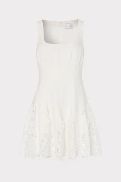 MILLY ARIEL CADY 3D LACE COMBO MINI DRESS