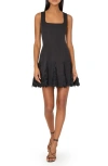 Milly Ariel Floral Lace Pleated Minidress In Black