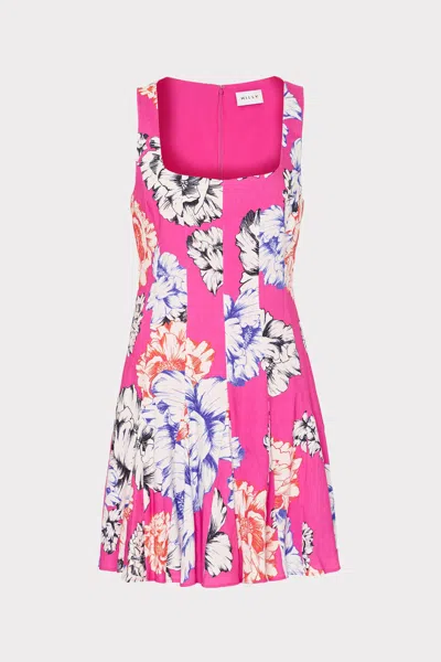 Milly Ariel Petals In Bloom Mini Dress In Pink