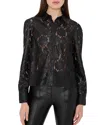 Milly Arlo Textured Lace Button-up Shirt In Black