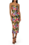 MILLY MILLY ARTEM SPANISH GARDEN EMBROIDERED STRAPLESS COCKTAIL DRESS