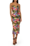 Milly Artem Spanish Garden Embroidered Strapless Cocktail Dress In Red Multi