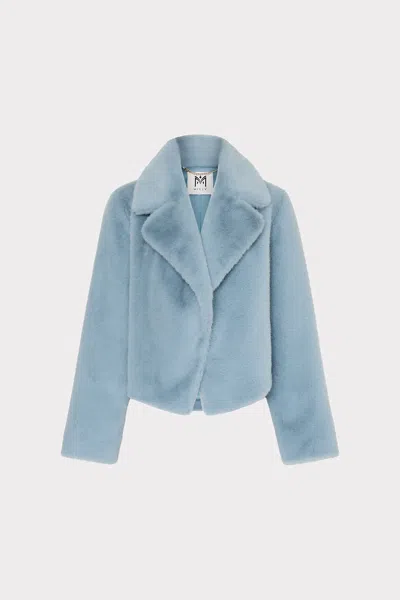 Milly Arya Faux Fur Jacket In Blue