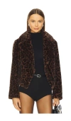 Milly Arya Leopard-print Faux Fur Jacket In Brown