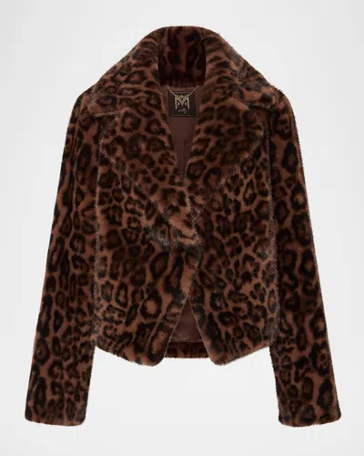 MILLY ARYA LEOPARD-PRINT FAUX FUR JACKET