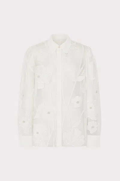 Milly Ashton Grand Fleur Embroidered Long Sleeve Top