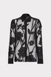 Milly Ashton Grand Fleur Embroidered Long Sleeve Top In Black