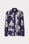 Milly Ashton Grand Fleur Embroidered Long Sleeve Top In Blue