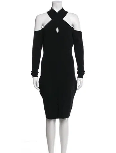 Pre-owned Milly Asymmetrical Knee-length Dress In Black