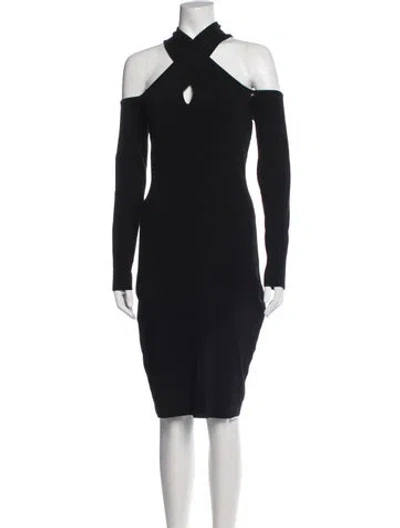 Pre-owned Milly Asymmetrical Knee-length Dress In Black