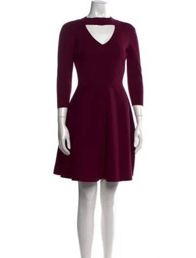 Pre-owned Milly Asymmetrical Knee-length Dress In Burgundy