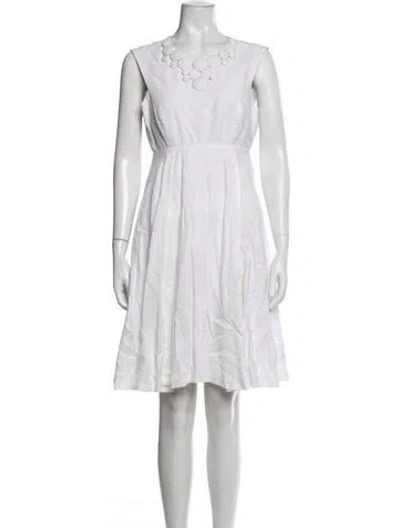 Pre-owned Milly Asymmetrical Knee-length Dress In White