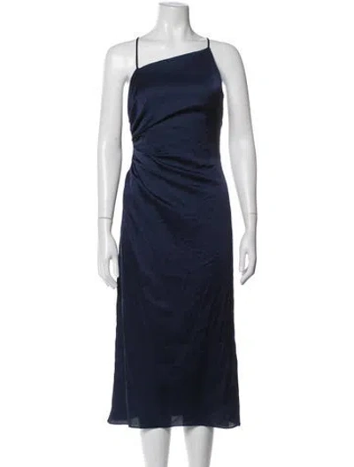 Pre-owned Milly Asymmetrical Midi Length Dress In Blue