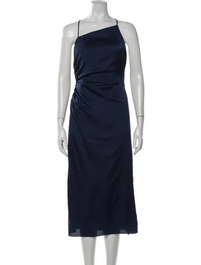 Pre-owned Milly Asymmetrical Midi Length Dress In Blue