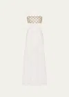 Milly Cabana  Atalia Mirrored Embroidery Maxi Cover-up Dress In White Gld