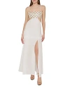 Milly Cabana  Atalia Mirrored Embroidery Maxi Cover-up Dress In White/gold