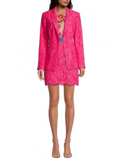 Milly Avery Lace Blazer In Pink