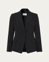 Milly Avery Single-button Cady Blazer In Black