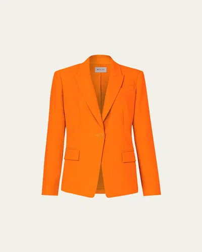 Milly Avery Single-button Cady Blazer In Black