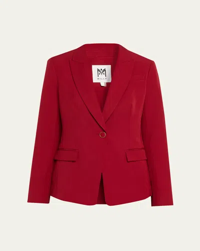 Milly Avery Single-button Cady Blazer In Burgundy