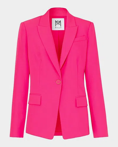 Milly Avery Single-button Cady Blazer In Pink