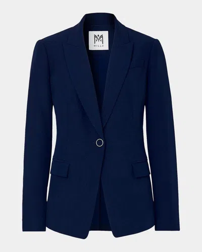 Milly Avery Single-button Cady Blazer In Blue