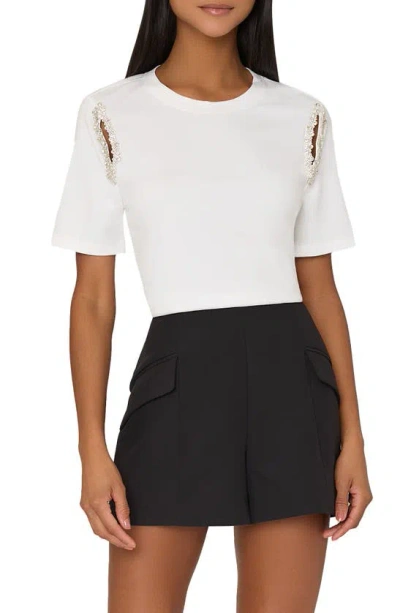 Milly Avril Crystal Trim T-shirt In White