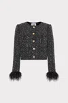 Milly Aya Beaded Feather Cuff Jacket In Black