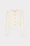 Milly Aya Beaded Tweed Jacket In White