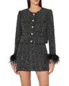 Milly Aya Beaded Feather Cuff Jacket In Black