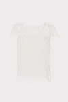 Milly Baby Curled Lace Short Sleeve Top In White