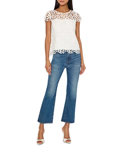 Milly Baby Curled Lace Short Sleeve Top In White