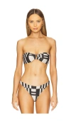 Milly Barcelona Shimmer Puzzle Bandeau Bikini Top In Ecru & Black