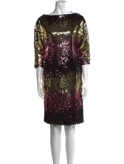 Pre-owned Milly Bateau Neckline Knee-length Dress In Black