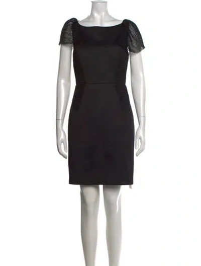 Pre-owned Milly Bateau Neckline Knee-length Dress In Black