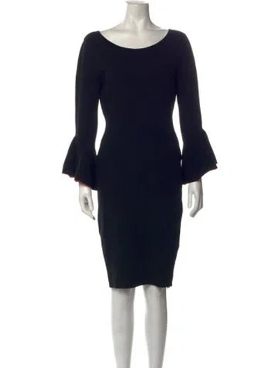 Pre-owned Milly Bateau Neckline Knee-length Dress In Black/red
