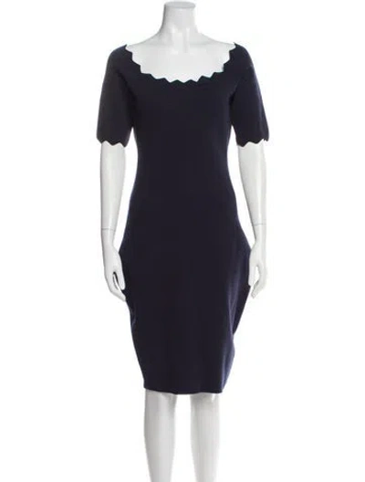 Pre-owned Milly Bateau Neckline Knee-length Dress In Blue
