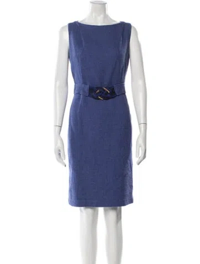 Pre-owned Milly Bateau Neckline Knee-length Dress In Blue