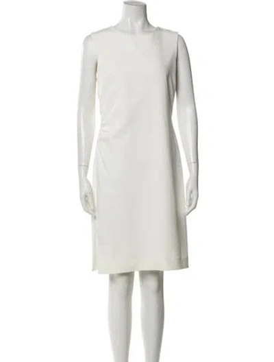 Pre-owned Milly Bateau Neckline Knee-length Dress In Neutral