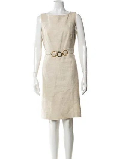 Pre-owned Milly Bateau Neckline Knee-length Dress In Neutral