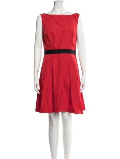 Pre-owned Milly Bateau Neckline Knee-length Dress In Red