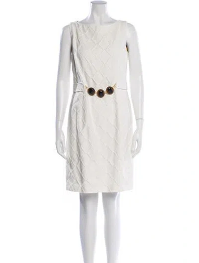 Pre-owned Milly Bateau Neckline Knee-length Dress In White