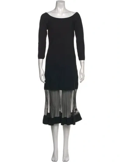 Pre-owned Milly Bateau Neckline Midi Length Dress W/ Tags In Black