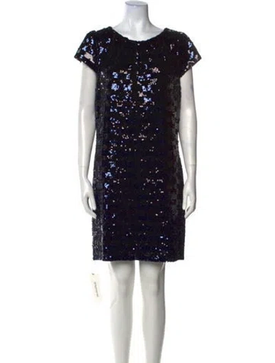 Pre-owned Milly Bateau Neckline Mini Dress In Black