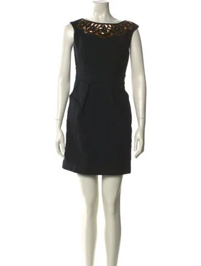 Pre-owned Milly Bateau Neckline Mini Dress In Black