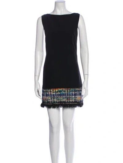 Pre-owned Milly Bateau Neckline Mini Dress In Black