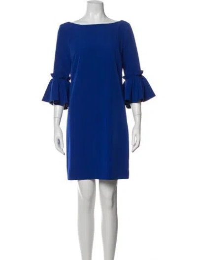 Pre-owned Milly Bateau Neckline Mini Dress In Blue