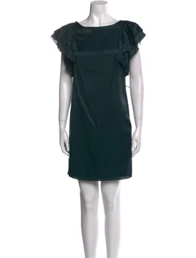 Pre-owned Milly Bateau Neckline Mini Dress In Green