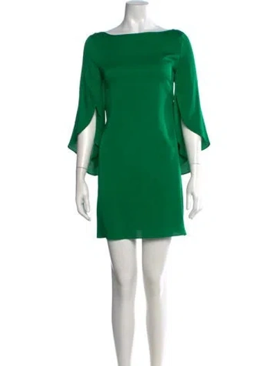 Pre-owned Milly Bateau Neckline Mini Dress In Green