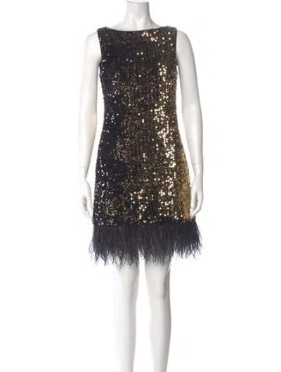 Pre-owned Milly Bateau Neckline Mini Dress In Multi